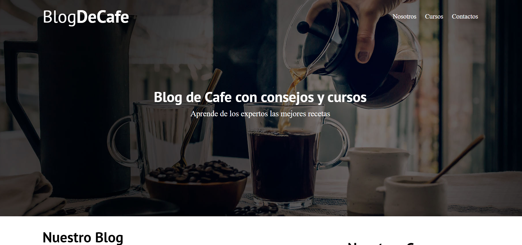 Coffee blog website project from Udemy course